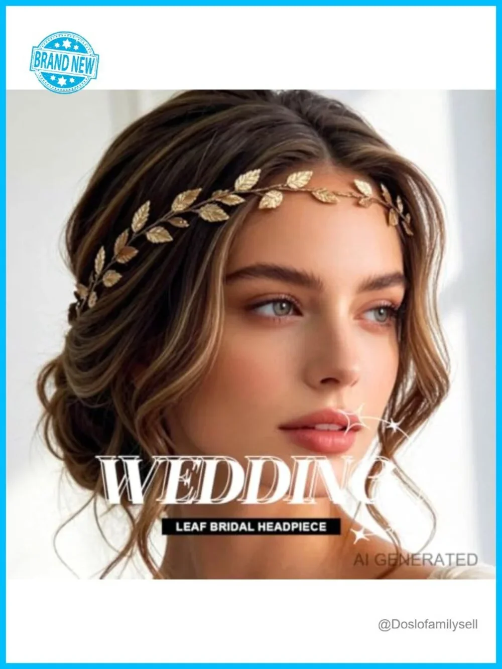 Gold Wedding Leaf Hair Vine Bridal Headpiece Accessory